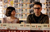 Red and Carrie in a real record store for Portlandia's season 2 skit 'Wanna Come to my Dj Night?'